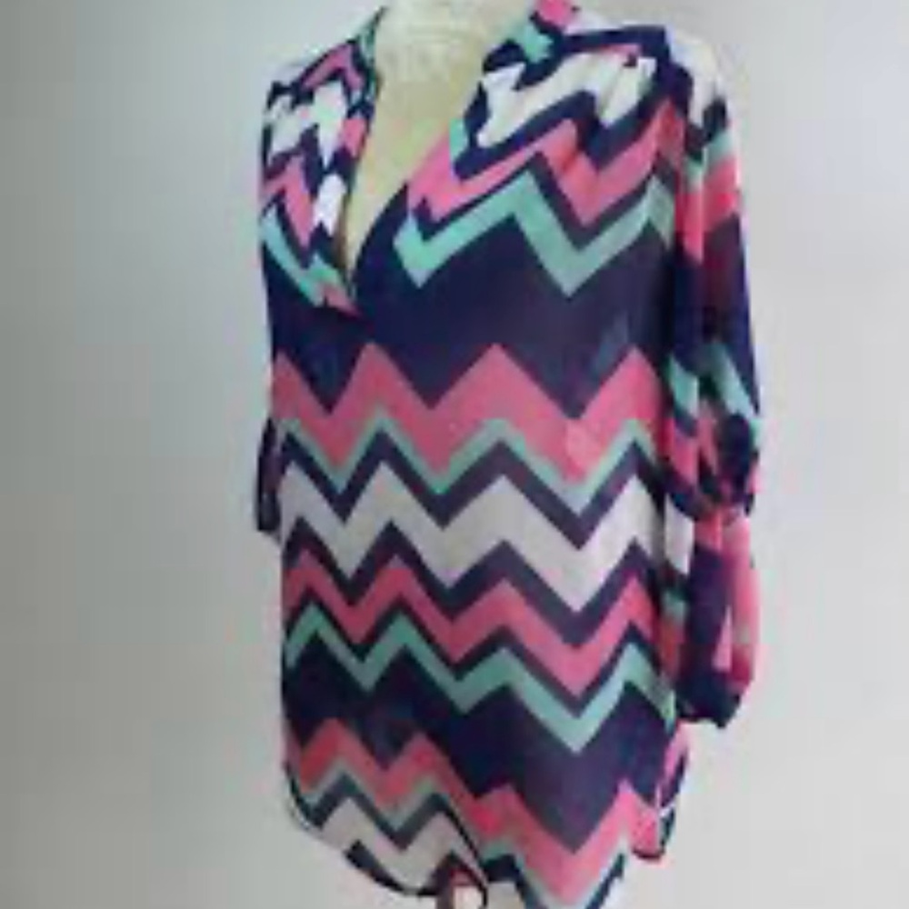 Ardene Sheer Chevron Blouse - Size M